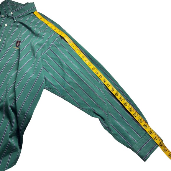 Ralph Lauren | Men | Blaire Green Striped Boy Scout LS Button Down Shirt | XL - Picture 5 of 10